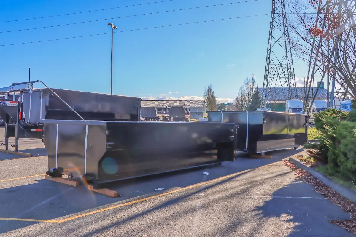 Roll-off dumpster ready for waste disposal at job site for Construction Dumpster Rental in San Jose